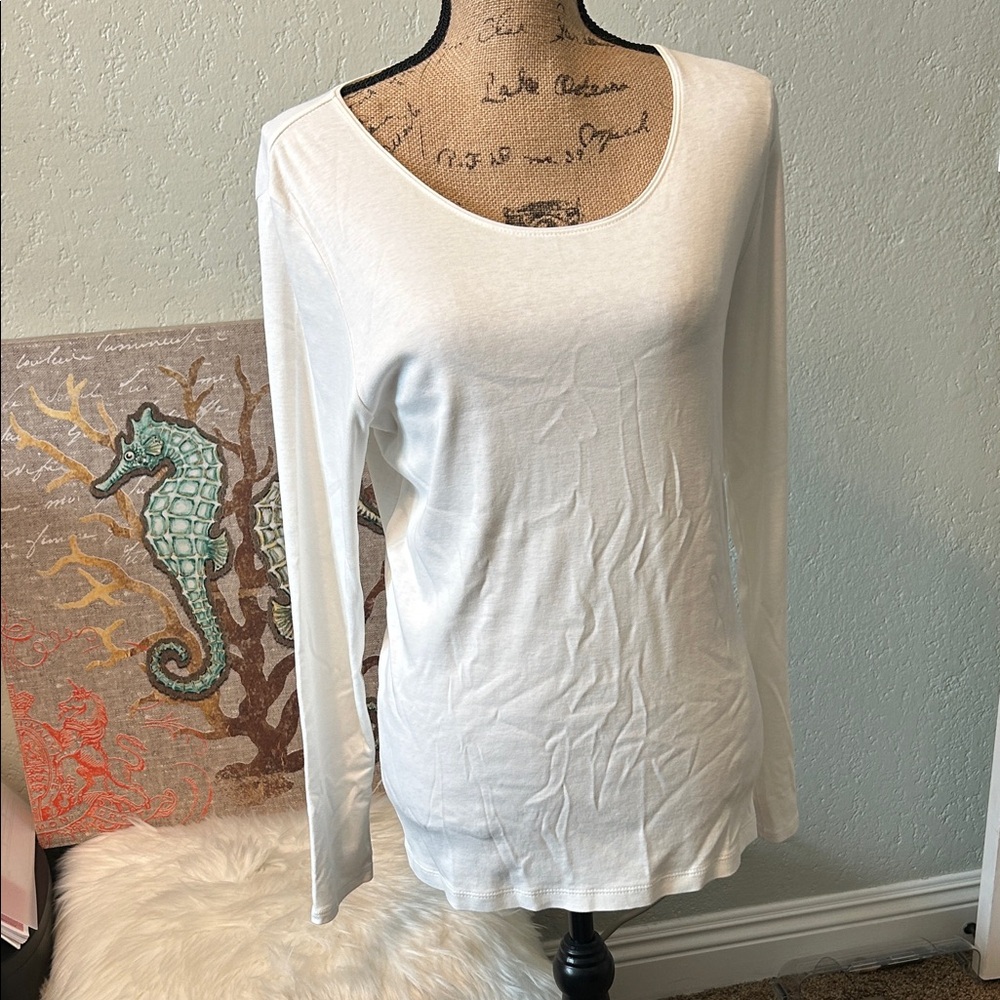 J. Jill Classic Cream Long Sleeve Top